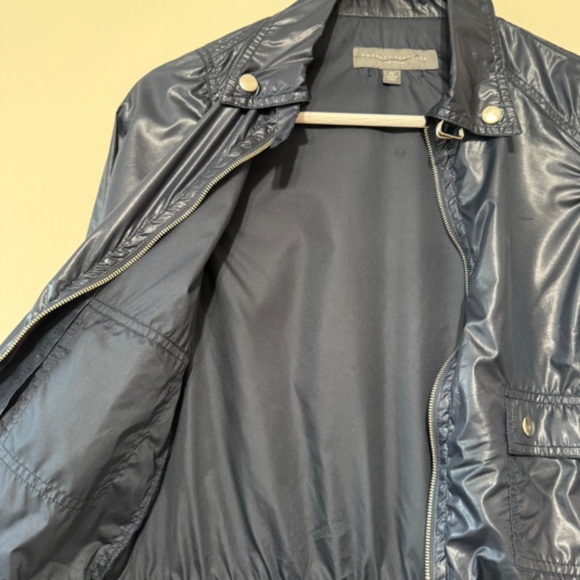 Proenza Schouler  Lightweight Metallic Shiny Coated Bomber Jacket Navy Blue - Picture 6 of 8